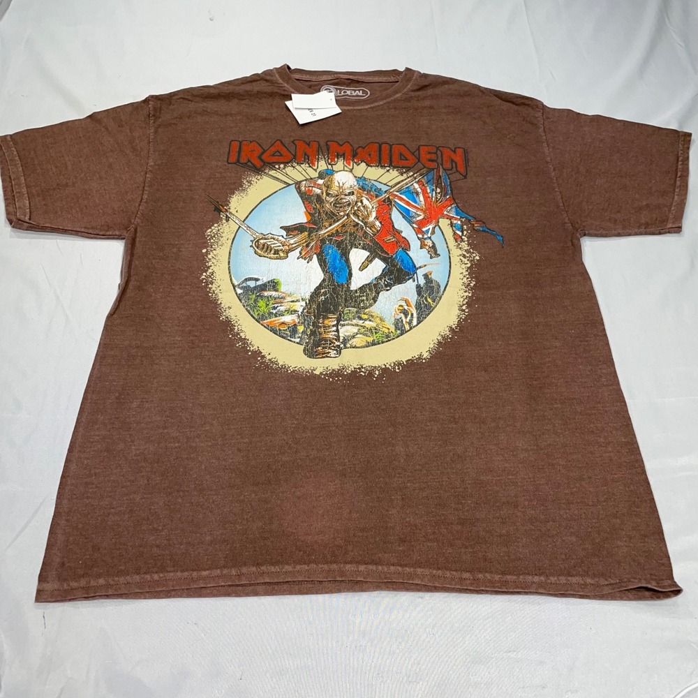 Iron Maiden The Trooper Graphic T-Shirt Mens XL Brown Global Merch 2022 Rock Tee